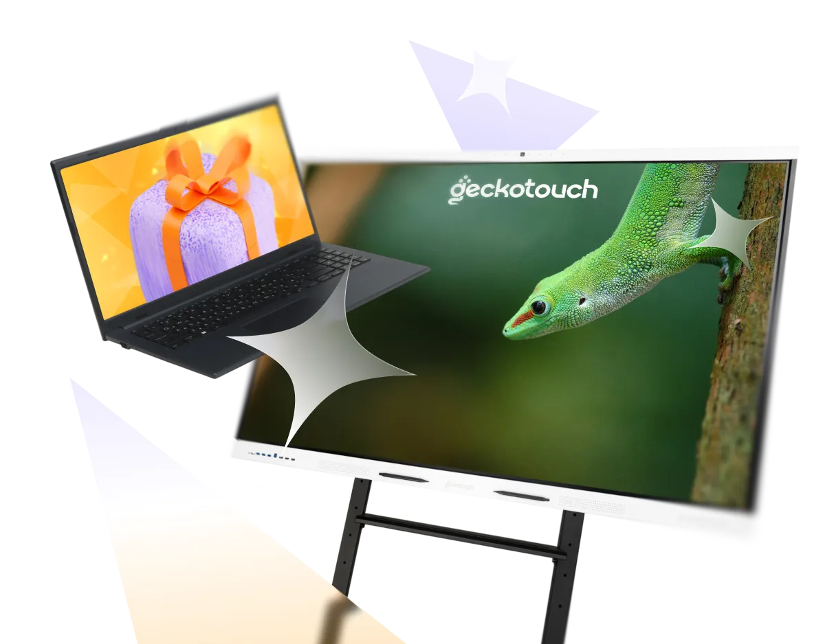 Ноутбук и интерактивная панель Geckotouch в подарок школам