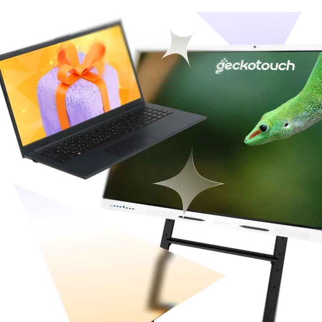 Ноутбук и интерактивная панель Geckotouch в подарок школам