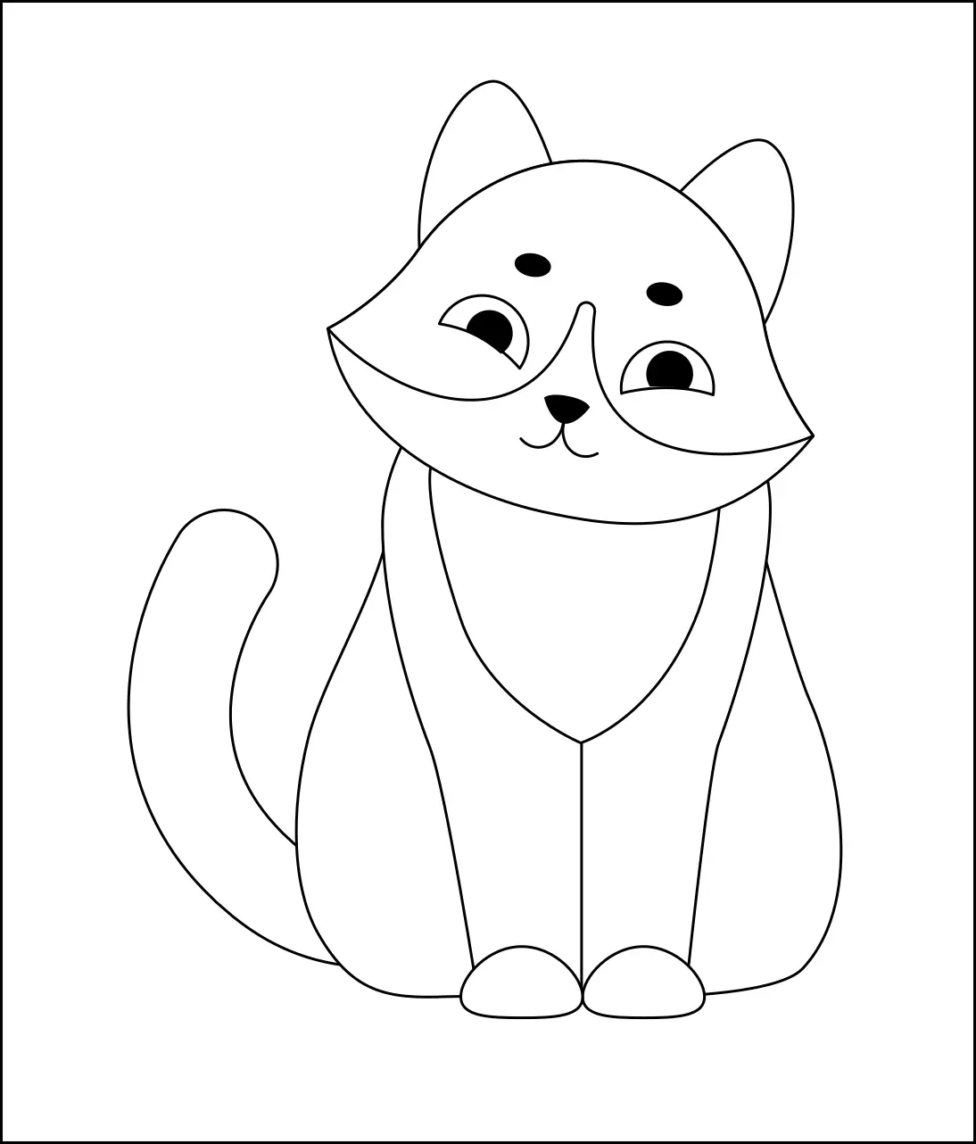 Раскраска котик сидит и смотрит прямо