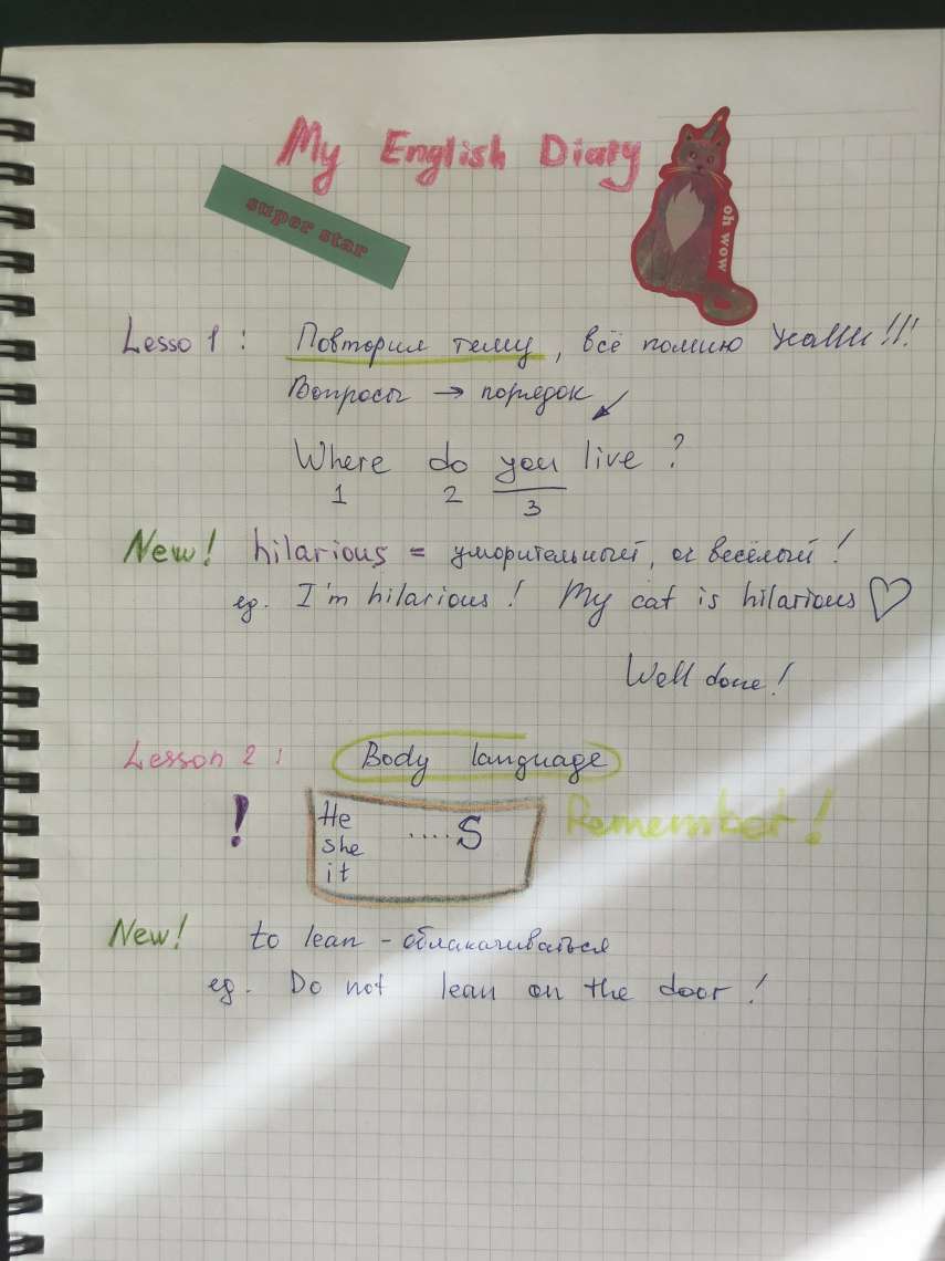 Пример дневника изучения иностранного языка