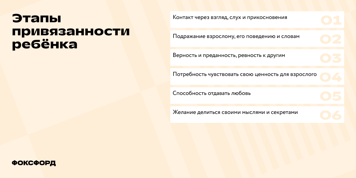 Этапы привязанности ребёнка