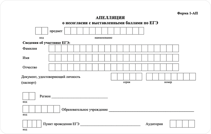 Форма апелляции