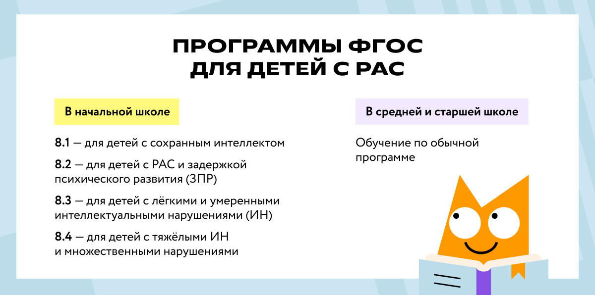 Программы обучения для детей с РАС