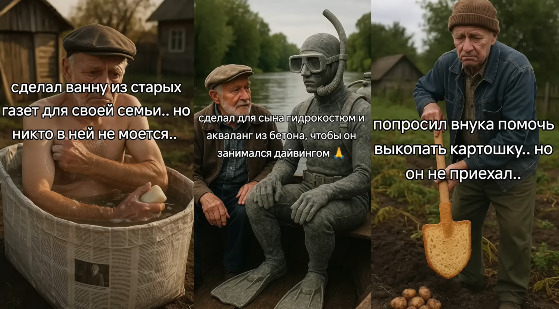 Пример байта на комментарии старшего поколения в сгенерированных ИИ-видео