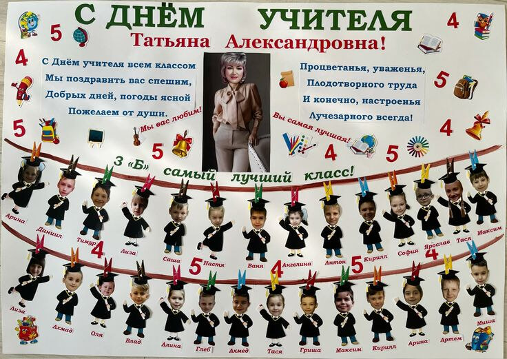 Подарок учителю на Новый год - газета от класса про педагога